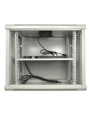 ARMARIO RACK PARA PARED - HASTA 6U RACK DE 19&QUOT; - HASTA 60 KG DE CARGA - CON VENTILACIÓN Y PASACABLES - VENTILADOR Y BANDEJA