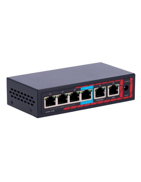 SAFIRE INDOOR HI-POE EXTENDER SWITCH - AMPLÍA ALCANCE ALIMENTACIÓN POE - 4 PUERTOS POE + 2 UPLINK RJ45 - IEEE 802.3 AF/AT/BT - P