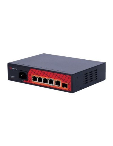 SAFIRE SWITCH HI-POE - 4 PUERTOS POE + 1 UPLINK RJ45 + 1 UPLINK SFP - VELOCIDAD DE PUERTOS GIGABIT 10/100/1000MBPS - 3 PUERTOS P