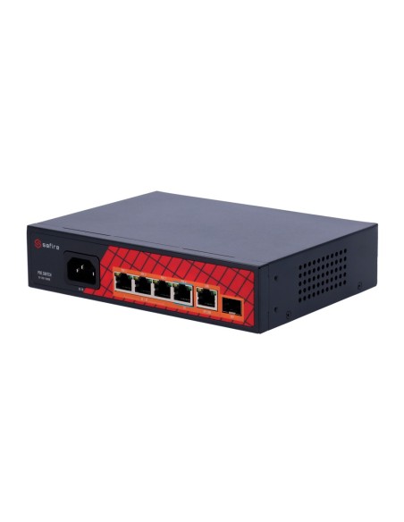 SAFIRE SWITCH HI-POE - 4 PUERTOS POE + 1 UPLINK RJ45 + 1 UPLINK SFP - VELOCIDAD DE PUERTOS GIGABIT 10/100/1000MBPS - 3 PUERTOS P