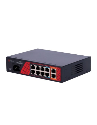 SAFIRE SWITCH HI-POE - 8 PUERTOS POE + 2 UPLINK RJ45 - HIBRIDO 8X10/100MBPS + 2X10/100/1000MBPS - 6 PUERTOS POE+ 30W + 2 PUERTOS
