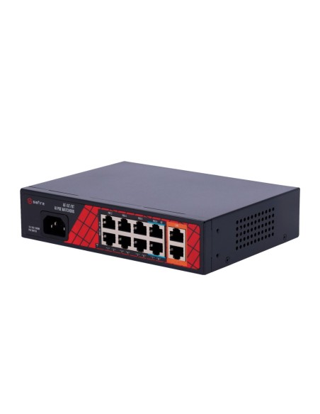 SAFIRE SWITCH HI-POE - 8 PUERTOS POE + 2 UPLINK RJ45 - HIBRIDO 8X10/100MBPS + 2X10/100/1000MBPS - 6 PUERTOS POE+ 30W + 2 PUERTOS