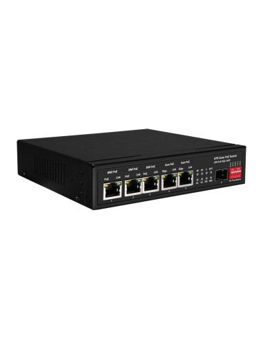 POE SWITCH - 5 POE PORTS + 1 SFP - PORT SPEED 10/100/1000 MBPS - 1XHI-POE (60W) + 2XPOE+ (30W) + 2X24/48V (25W) - UP TO 65W OF 