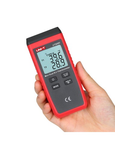 TERMÓMETRO CON SONDAS TIPO K Y J - DISPLAY DUAL RETROILUMINADO - ALTA PRECISIÓN - RESISTENTE A CAÍDAS DE 1M DE ALTURA - APAGADO