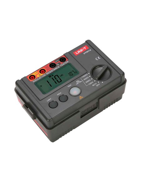 MEDIDOR DE RESISTENCIA DE AISLAMIENTO ELÉCTRICO - DISPLAY LCD DE HASTA 2000 CUENTAS - MEDICIÓN DE VOLTAJE AC HASTA 600V - APAGAD