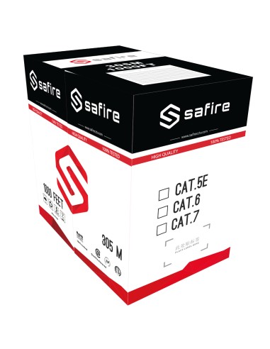 CABLE UTP SAFIRE - CATEGORÍA 6 - CUMPLE CON 90M FLUKE TEST - ROLLO DE 305 METROS - CONDUCTOR CCA - CUBIERTA ESPECIAL PARA EXTERI