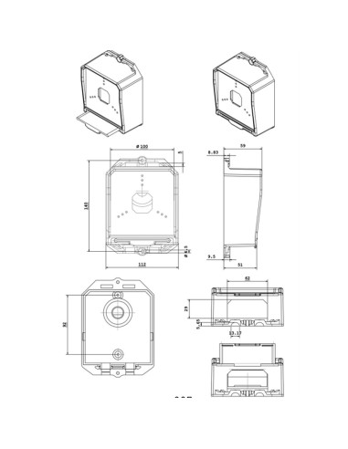 CAJA DE CONEXIONES - PARA CÁMARAS DOMO - APTO PARA USO EXTERIOR - FABRICADA EN PLÁSTICO - COLOR BLANCO - 140 (AL) X 100 (AN) X 5