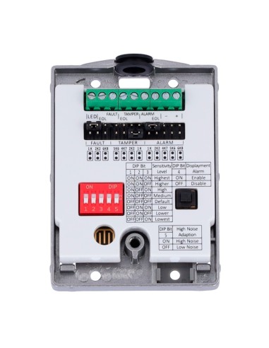 DETECTOR CABLEADO SÍSMICO - SENSOR DE IMPACTO - RANGO DE DETECCIÓN HASTA 5 METROS DE RADIO - RESISTENCIAS FIN DE LÍNEA (EOL) SEL