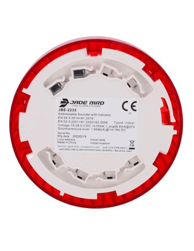 SIRENA ANALÓGICA JADE BIRD - SALIDA DE GRAN POTENCIA 91 DB(A) @ 1M - ALIMENTACIÓN A TRAVÉS DEL LAZO - NO INCLUYE BASE - INSTALAC