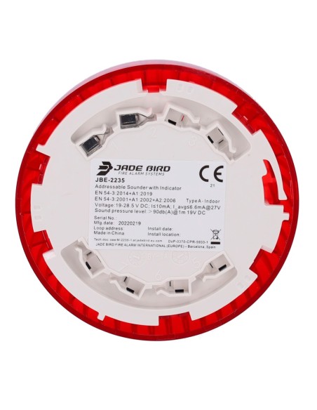 SIRENA ANALÓGICA JADE BIRD - SALIDA DE GRAN POTENCIA 91 DB(A) @ 1M - ALIMENTACIÓN A TRAVÉS DEL LAZO - NO INCLUYE BASE - INSTALAC