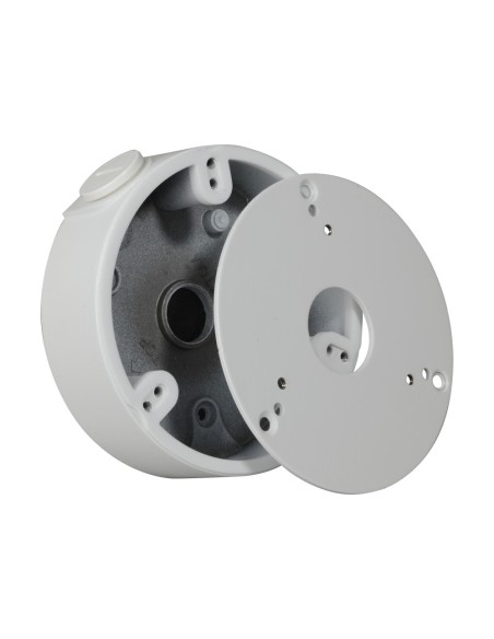 CAJA DE CONEXIONES - PARA CÁMARAS DOMOS - INSTALACIÓN EN TECHO O PARED - PASADOR DE CABLES - COLOR BLANCO - 36 (AL) X 111.6 (?)