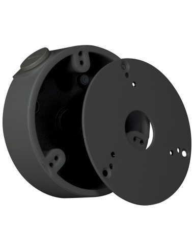 CAJA DE CONEXIONES - PARA CÁMARAS DOMOS - INSTALACIÓN EN TECHO O PARED - PASADOR DE CABLES - COLOR NEGRO - 36 (AL) X 111.6 (?) M