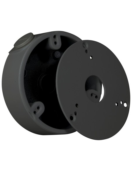 CAJA DE CONEXIONES - PARA CÁMARAS DOMOS - INSTALACIÓN EN TECHO O PARED - PASADOR DE CABLES - COLOR NEGRO - 36 (AL) X 111.6 (?) M