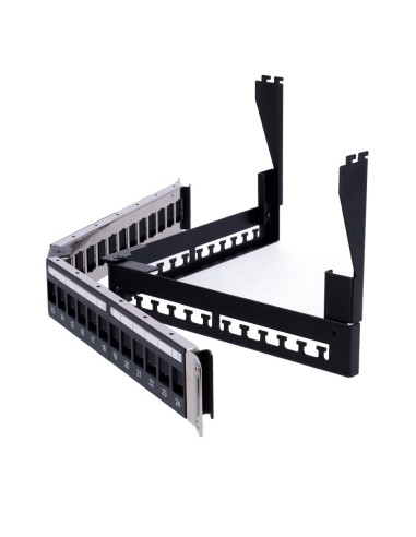 PATCH PANEL ANGULAR VACÍO - 24 PUERTOS FTP - FORMATO ENRACKABLE 1U - SIN ELECTRÓNICA - BARRA PARA GESTIÓN DE CABLES INCLUIDA - C