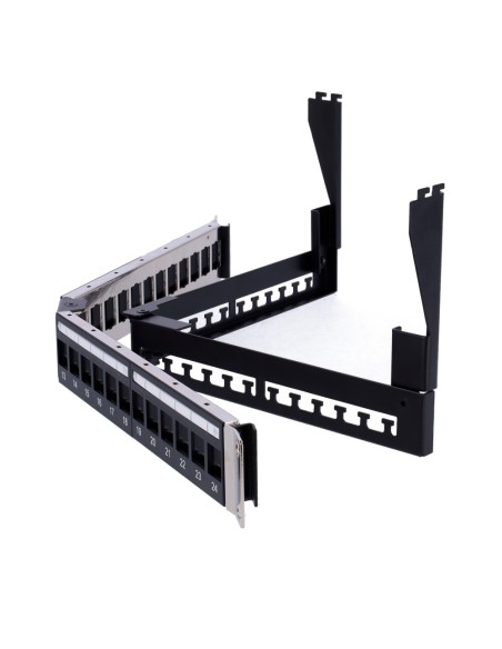 PATCH PANEL ANGULAR VACÍO - 24 PUERTOS FTP - FORMATO ENRACKABLE 1U - SIN ELECTRÓNICA - BARRA PARA GESTIÓN DE CABLES INCLUIDA - C