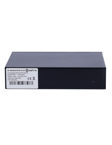 SAFIRE SWITCH HI-POE - 4 PUERTOS POE + 1 UPLINK RJ45 + 1 UPLINK SFP - VELOCIDAD DE PUERTOS GIGABIT 10/100/1000MBPS - 3 PUERTOS P