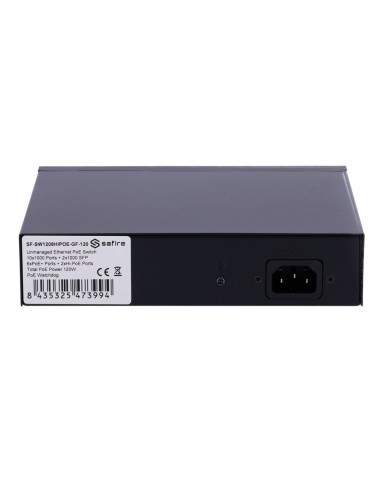SAFIRE SWITCH HI-POE - 8 PUERTOS POE + 2 SFP + 2 RJ45 - VELOCIDAD DE PUERTOS GIGABIT 10/100/1000MBPS - 6 PUERTOS POE+ 30W + 2 PU