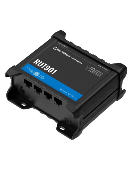 TELTONIKA ROUTER 4G INDUSTRIAL - 4 PUERTOS ETHERNET RJ45 FAST ETHERNET - DUAL SIM 4G (LTE) CAT 4 HASTA 150MBPS - 1X ENTRADA + 1X