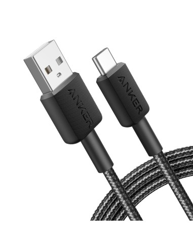 ANKER - CABLE USB2.0  - USB-A A USB-C - CABLE DE NYLON TRENZADO - LONGITUD 1.8M - CARGA RÁPIDA HASTA 15W | COLOR NEGRO