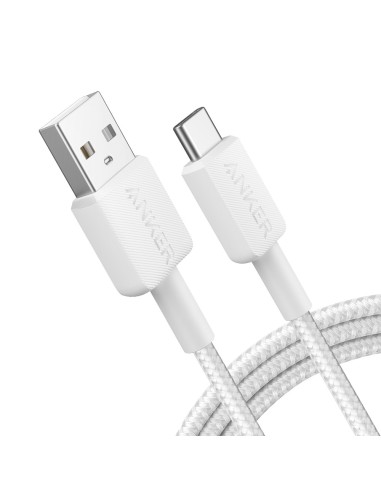 ANKER - CABLE USB2.0  - USB-A A USB-C - CABLE DE NYLON TRENZADO - LONGITUD 1.8M - CARGA RÁPIDA HASTA 15W | COLOR BLANCO