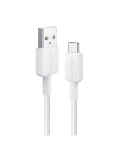 ANKER - CABLE USB2.0  - USB-A A USB-C - CABLE DE NYLON TRENZADO - LONGITUD 0.9M - CARGA RÁPIDA HASTA 15W | COLOR BLANCO