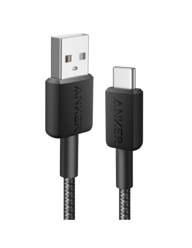 ANKER - CABLE USB2.0  - CARGA RÁPIDA - USB-A A USB-C - CABLE TRENZADO  - LONGITUD 0.9M | COLOR NEGRO