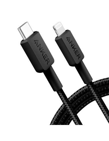 ANKER - CABLE USB2.0  - USB-C A LIGHTNING - CABLE DE NYLON TRENZADO - LONGITUD 1.8M - CARGA RÁPIDA | COLOR NEGRO