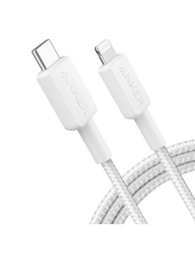 ANKER - CABLE USB2.0  - CARGA RÁPIDA - USB-C A LIGHTNING - CABLE TRENZADO  - LONGITUD 1.8M | COLOR BLANCO