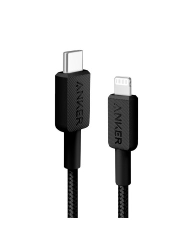 ANKER - CABLE USB2.0  - USB-C A LIGHTNING - CABLE DE NYLON TRENZADO - LONGITUD 0.9M - CARGA RÁPIDA | COLOR NEGRO