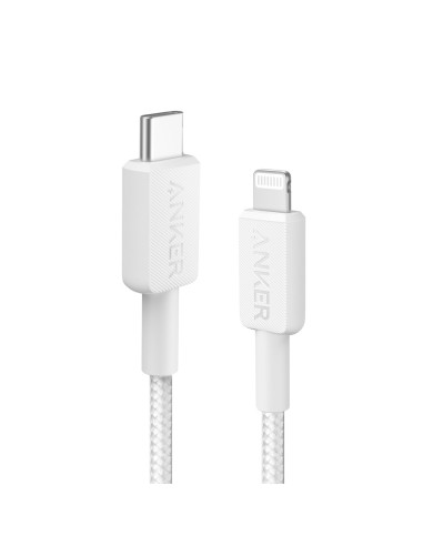 ANKER - CABLE USB2.0  - CARGA RÁPIDA - USB-C A LIGHTNING - CABLE TRENZADO  - LONGITUD 0.9M | COLOR BLANCO