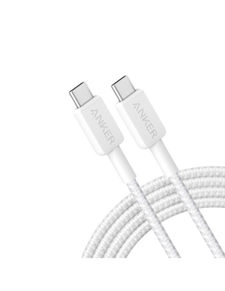 ANKER - CABLE USB2.0  - USB-C A USB-C - CABLE DE NYLON TRENZADO - LONGITUD 1.8M - CARGA RÁPIDA 60W | COLOR BLANCO