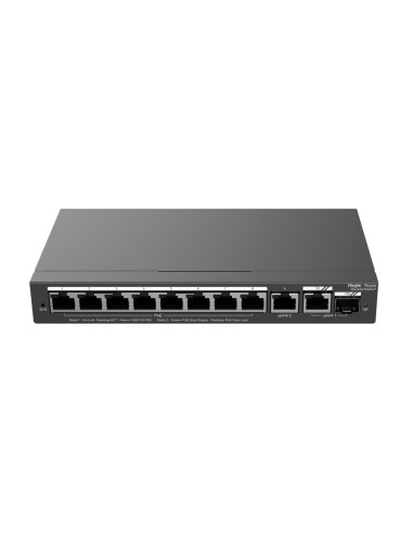 REYEE SWITCH POE CLOUD GESTIONABLE - 8 PUERTOS POE + 2 UPLINK RJ45 + 1 SFP COMBO - VELOCIDAD DE PUERTOS 10/100/1000 MBPS - 30W P