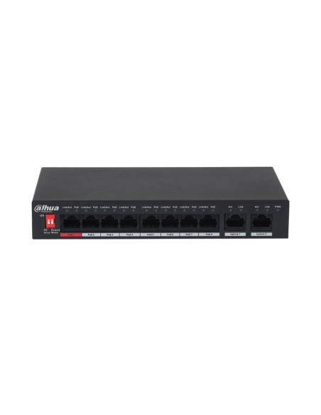 SWITCH COMERCIAL NO GESTIONABLE DE 8 PUERTOS FAST ETHERNET POE + 2 PUERTOS ETHERNET GIGABIT. POE INTELIGENTE. FUENTE DE ALIMENTA