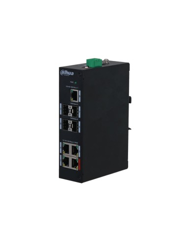 SWITCH NO GESTIONABLE DE GAMA INDUSTRIAL. 4 RJ45 GIGABIT POE/POE+/HI-POE/POEBT. 4 SFP UPLINK GIGABIT. 1 RJ45 UPLINK GIGABIT. TRA