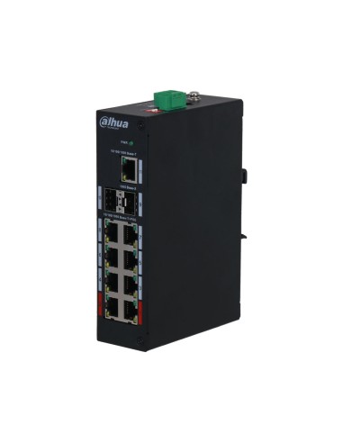 SWITCH POE INDUSTRIAL NO GESTIONABLE. 8 POE GIGABIT + 2 SFP GIGABIT + 1 RJ45 GIGABIT. MODO CCTV (CAT5 HASTA 250M A 10MBPS). LOS