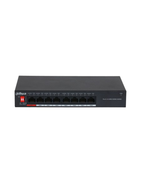 SWITCH POE NO GESTIONABLE. 8 PUERTOS POE GIGABIT. MODO CCTV (CAT5 HASTA 250M A 10MBPS). CONSUMO POE DE 96W. WATCHDOG POE. 48V~57