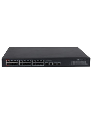 SWITCH POE NO GESTIONABLE L2 . 24 PUERTOS POE GIGABIT. 2 PUERTOS RJ45 UPLINK GIGABIT. 2 PUERTOS SFP GIGABIT. CONSUMO POE DE 360W