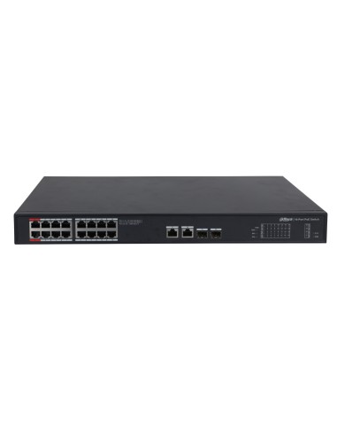 SWITCH POE NO GESTIONABLE L2. 16 POE GIGABIT + 2 SFP GIGABIT + 2 RJ45 GIGABIT. CAPACIDAD DE DIRECCIONES MAC DE 8K. LOS PUERTOS P