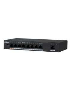 SWITCH NO GESTIONABLE (L2) DE 8 PUERTOS POE/POE+/HI-POE 10/100 + 1 PUERTO UPLINK 10/100. DAHUA DH-PFS3009-8ET-96-V2