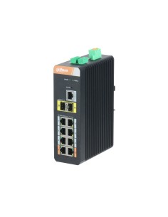 SWITCH INDUSTRIAL GESTIONABLE POE (L2) DE 8 PUERTOS GIGABIT + 2 PUERTOS SFP GIGABIT (ANILLO). LIGHTNING-PROOF 6KV. 48V~57V CC. R