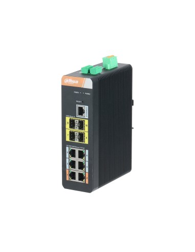 SWITCH INDUSTRIAL GESTIONABLE (L2) DE 6 PUERTOS GIGABIT ETHERNET POE + 4 PUERTOS 1000BASE-X SFP. LIGHTNING-PROOF 6KV. TEMPERATUR