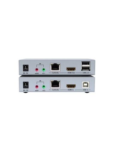 EXTENSOR KVM DE VÍDEO 4K, AUDIO Y DATOS SOBRE CABLE DE RED CAT5E/6 HASTA 100 METROS. COMPUESTO POR TRANSMISOR Y RECEPTOR. INCLUY