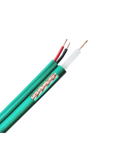 CABLE COAXIAL KX6 COMBI DE RG-59+2 X 0,81 ROLLO DE 100 MTS. COLOR VERDE. BY DEMES DEM-1317