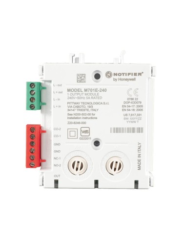 MÓDULO DE CONTROL DIRECCIONABLE 240V CA. PERMITE ACTIVAR EQUIPOS EXTERNOS MEDIANTE UN CONTACTO LIBRE DE TENSIÓN NA/NC INDEPENDIE