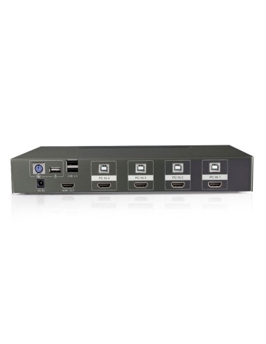 CONMUTADOR KVM DE 4 PUERTOS CON CONEXIONES HDMI Y USB CON INTERRUPTOR TÁCTIL. INTERFAZ USB Y PS/2 EN EL LADO DE LA CONSOLA. SALI