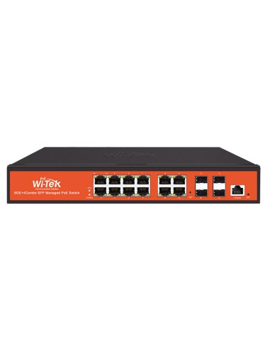 SWITCH POE GESTIONABLE L2 DE  WI-TEK. 8 PUERTOS POE GIGABIT Y 4 PUERTOS COMBO (RJ45/SFP) GIGABIT. ENTREGA POE TOTAL DE 150W. SOP