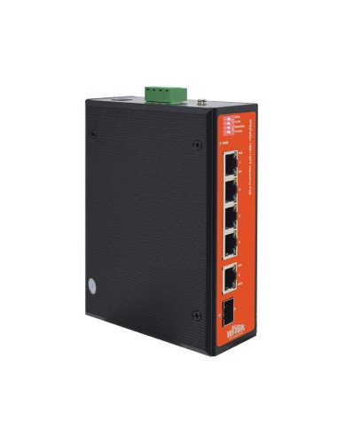 SWITCH POE NO GESTIONABLE WI-TEK DE GAMA INDUSTRIAL. 4 PUERTOS POE+ 10/100MBPS. 1 PUERTO RJ45 GIGABIT. 1 PUERTO SFP DE 1000MBPS.