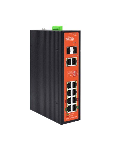 SWITCH POE NO GESTIONABLE WI-TEK DE GAMA INDUSTRIAL. 8 PUERTOS POE 10/100/1000MBPS. 2 PUERTOS COMBO (RJ45/SFP) DE 1000MBPS. PUER