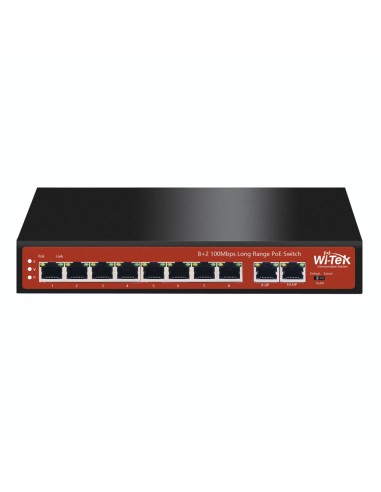 SWITCH POE NO GESTIONABLE WI-TEK DE GAMA COMERCIAL. 8 PUERTOS POE 10/100 MBPS. 2 PUERTOS RJ45 10/100 MBPS. ENTREGA POE TOTAL DE