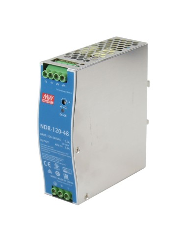 FUENTE DE ALIMENTACIÓN INDUSTRIAL DE 48V/120W. RANGO COMPLETO / ENTRADA CA UNIVERSAL. PROTECCIONES DE CORTOCIRCUITO, SOBRECARGA,